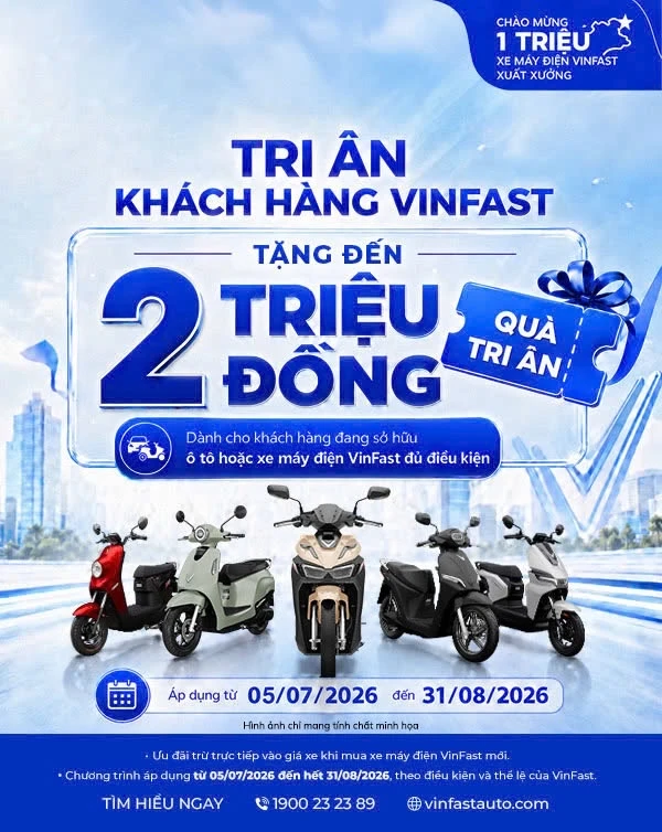 VinFast Tri Ân Khách Hàng – Tặng Đến 2 Triệu Đồng Khi Mua Xe Máy Điện Mới